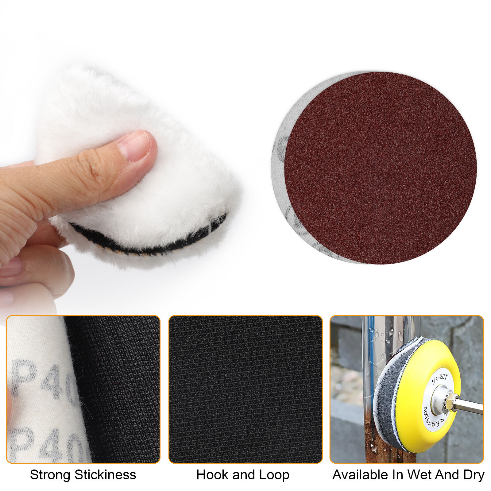 133 pcs/set Sanding Disc Drill Polishing Kit 3 Inch Wet Dry Hook Loop Sandpaper