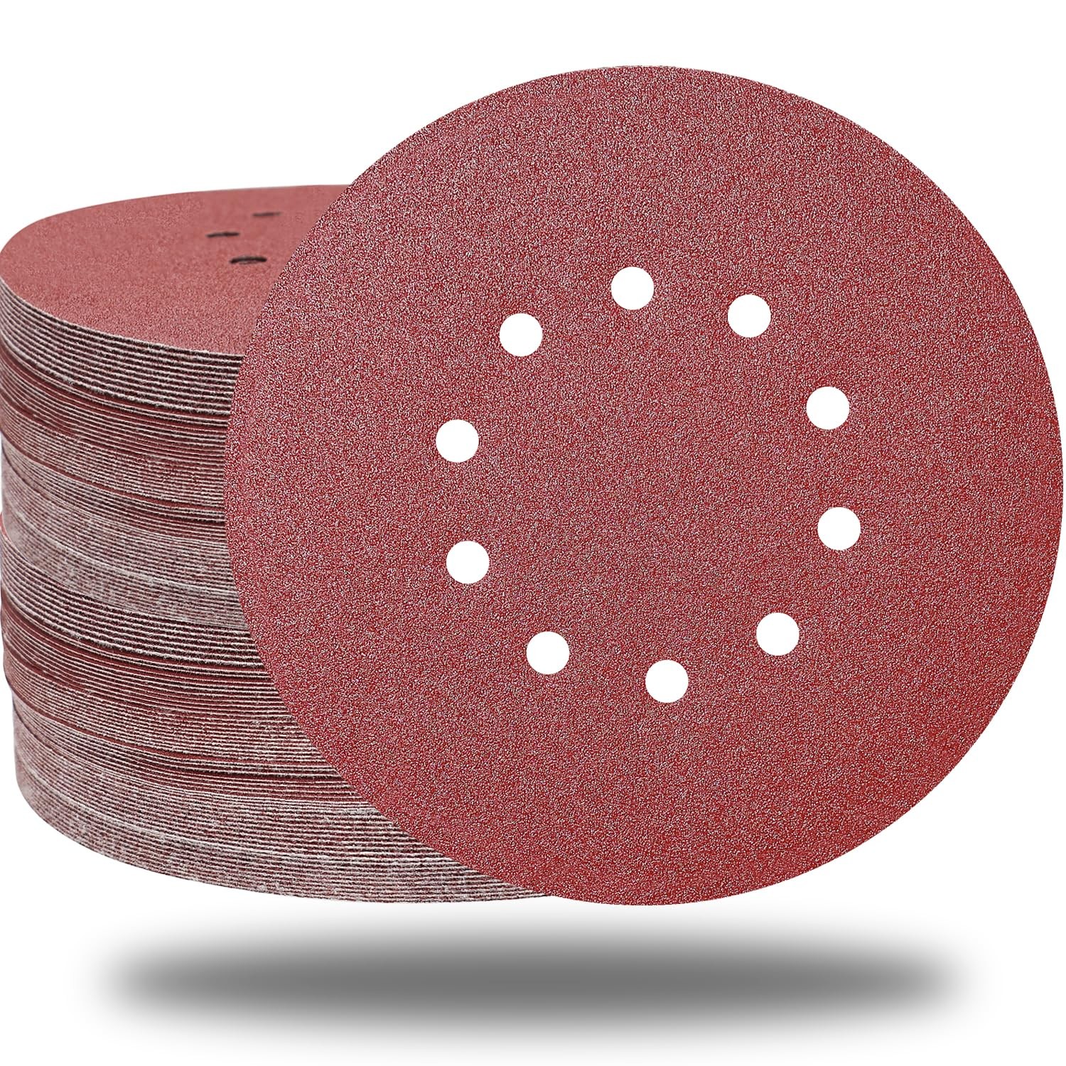 100 PCS 9″ Hook and Loop Sanding Discs Set Aluminum Oxide for Wood Finishing