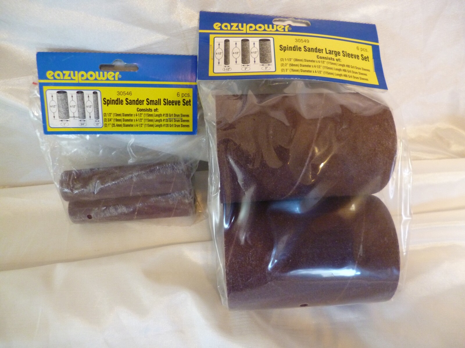 12 DRUM SPINDLE SANDER 4-1/2″ SANDING SLEEVES 80/120 GRIT EAZYPOWER 1/2″ TO 3″