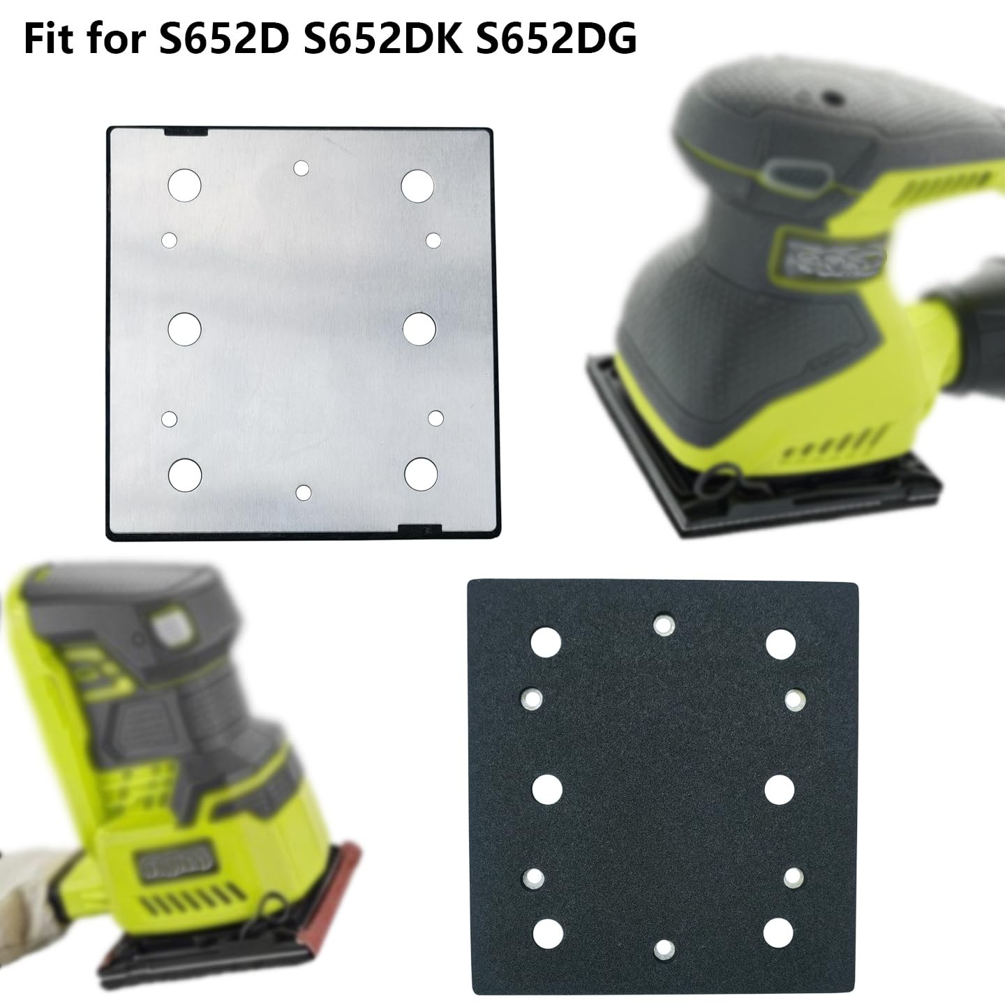 Square Sander Pads 1/4 Sheet Finish Replacement Pad for Double