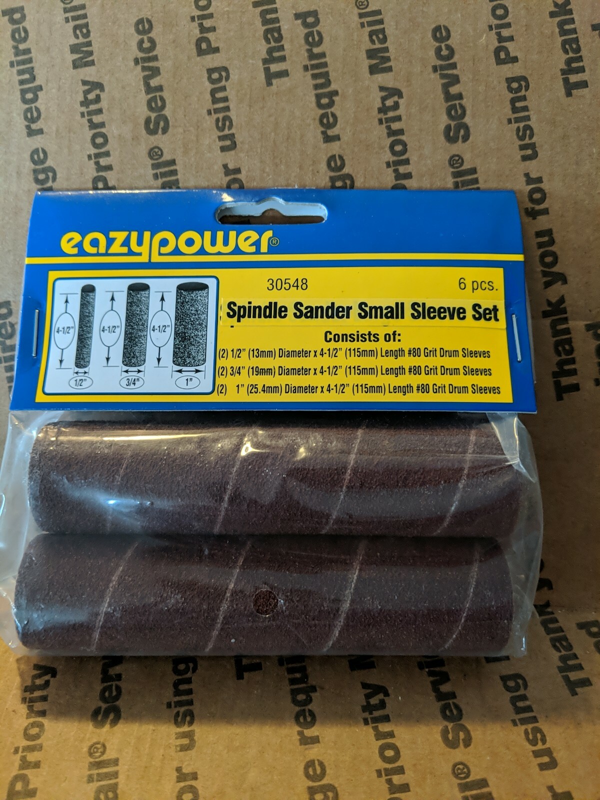 (2) Packs Eazypower Spindle Sander 80 Grit Drum Sleeves 30548 4.5 Inches Long