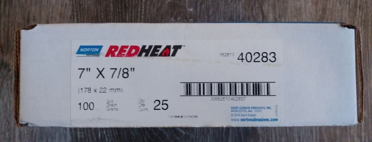 Norton RedHeat Edger Discs H955 100 grit 7 x 7/8 inch with hole 14 pack open box
