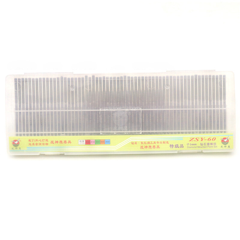 60pcs 3*70*30mm Diamond Grinding Head Extended Cylindrical Drill Bits Polishing