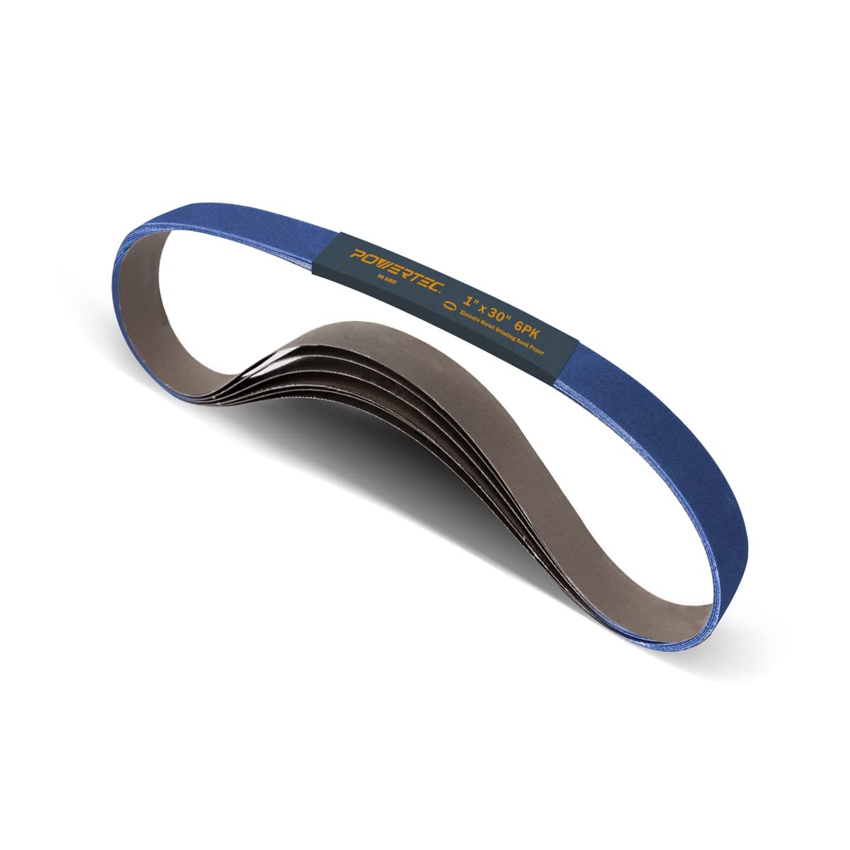 POWERTEC 1×30 Sanding Belts, 6PK, 36 Grit Zirconia 1 x 30 Zir, 36 Grit, 6pk