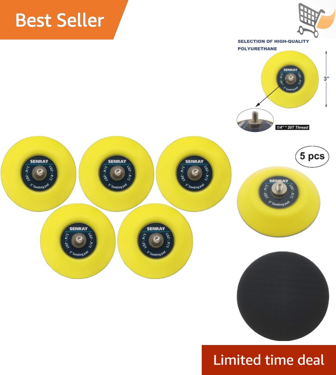 5Pcs 3 Inch Hook and Loop Backing Pads For Orbital Sanders Car Buffing