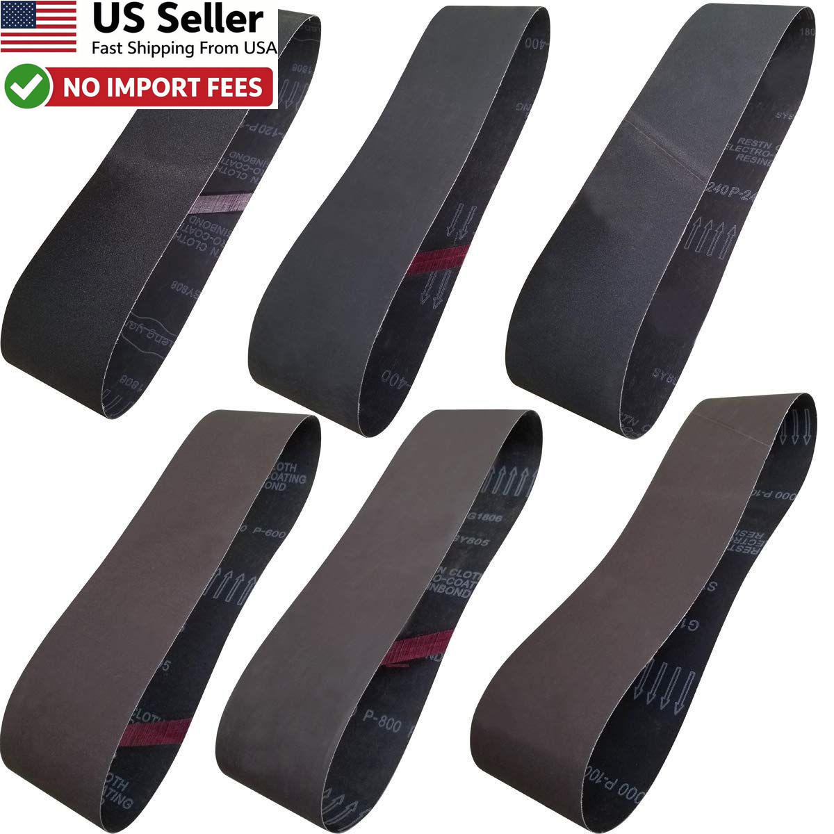 Silicon Carbide Sanding Belts 4×36 6 Pack Assorted Grit FROM USA