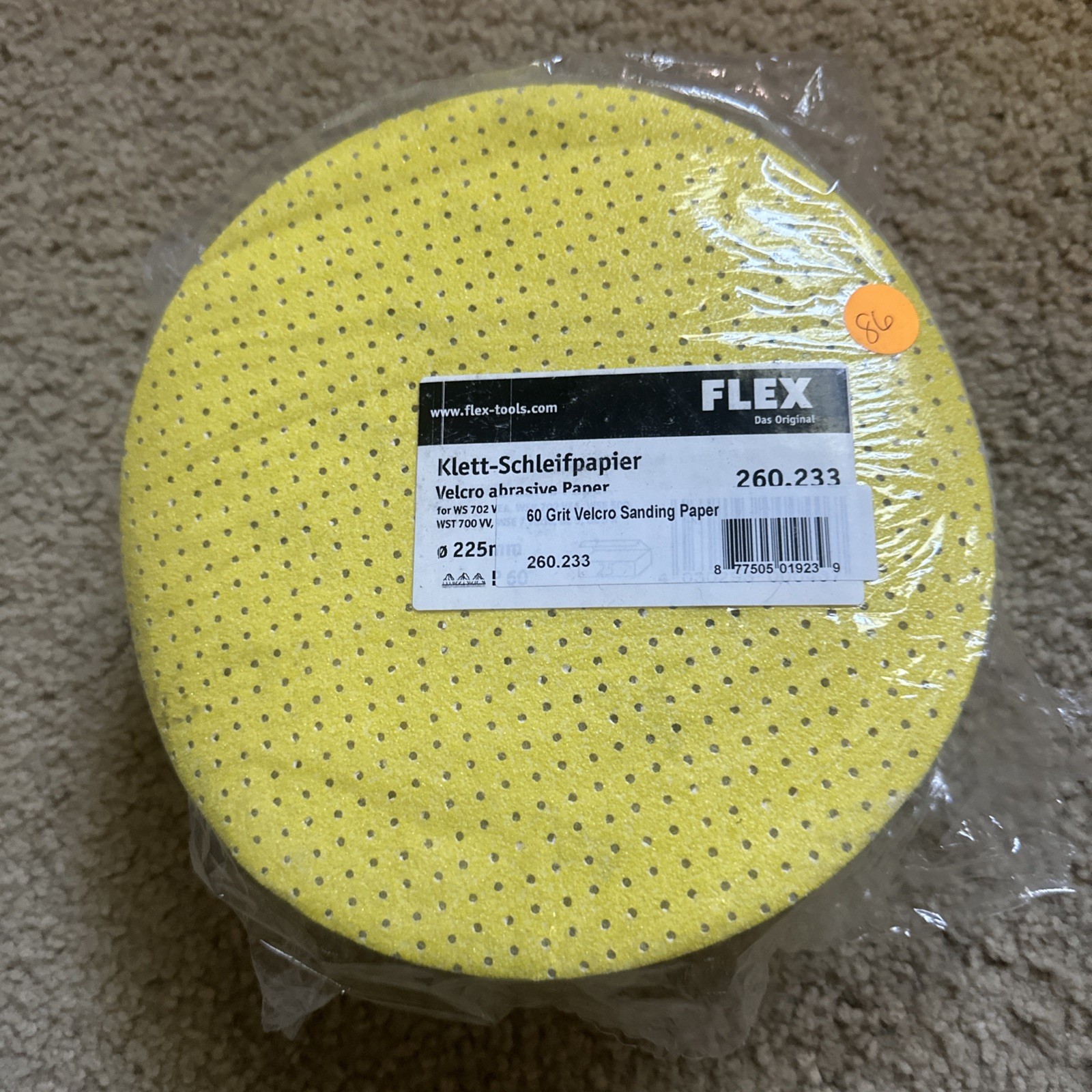 Flex Power Tools – Hook & Loop Sanding Paper Perforated 60 Grit Pack 15