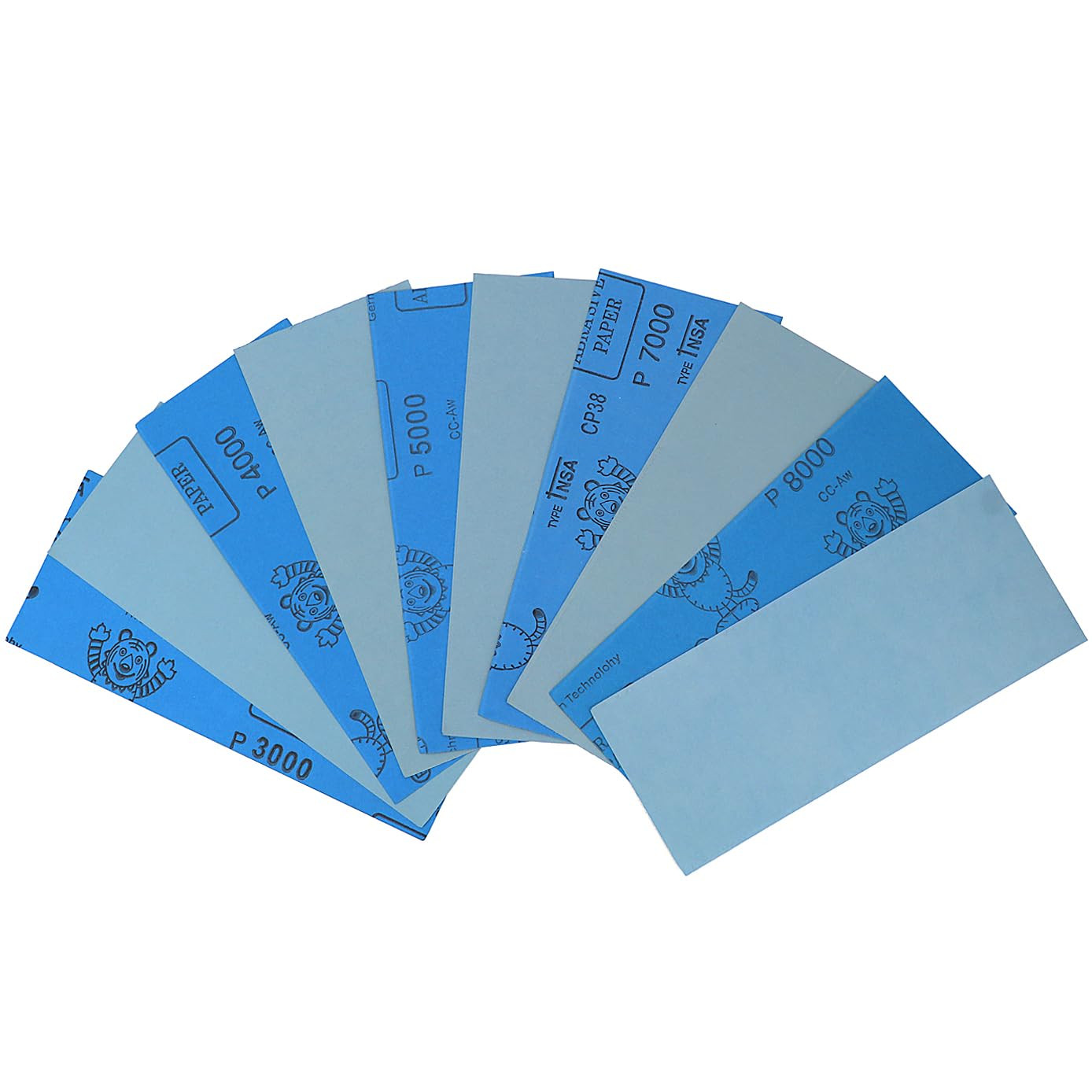 9X3.6 Inch 25 Sheets Sandpaper, Wet and Dry 3000-8000 Grit 5 Assortment Sand Pap