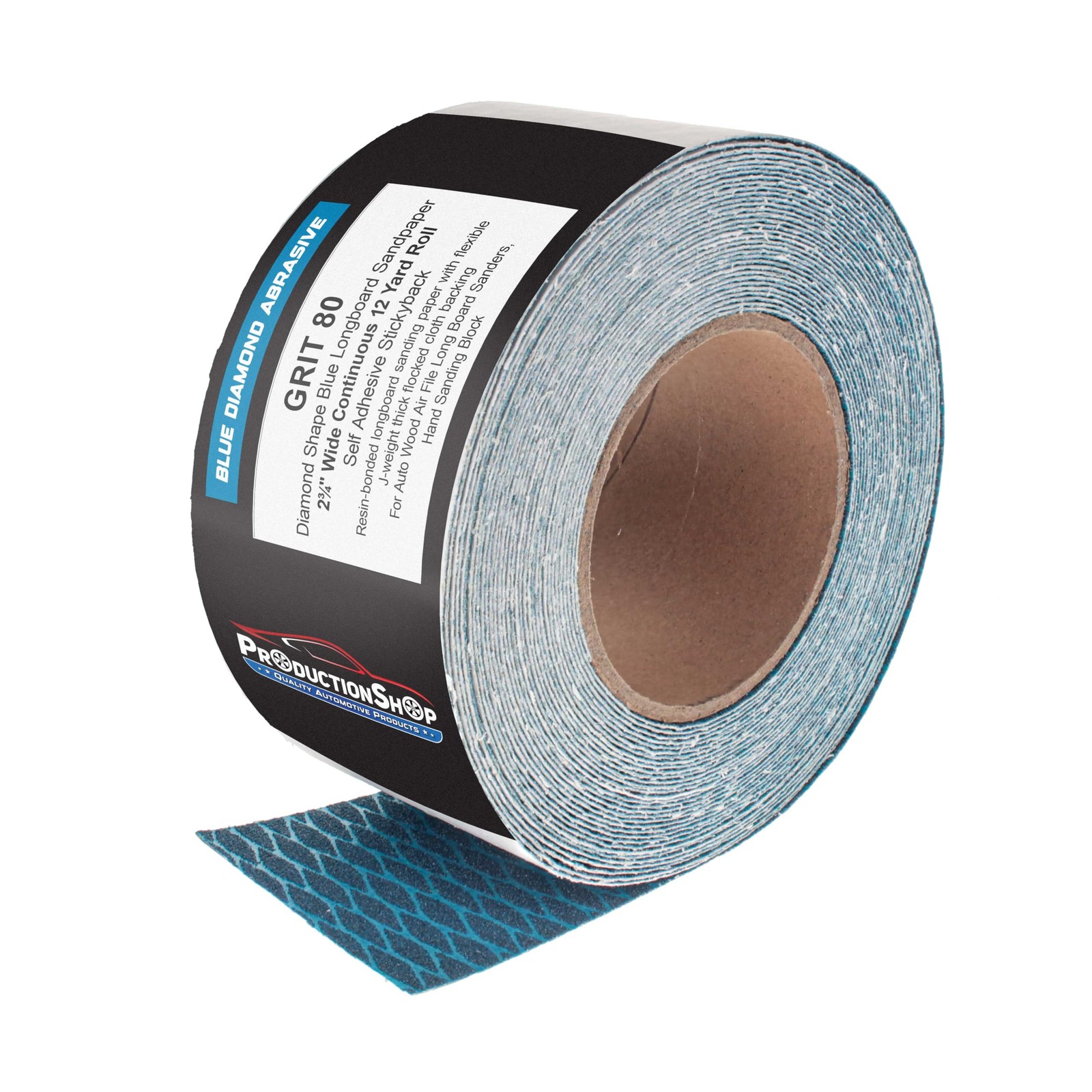 ProductionShop 80 Grit PSA Rhombus Diamond Shape Blue 2-3/4″ x 12yard,