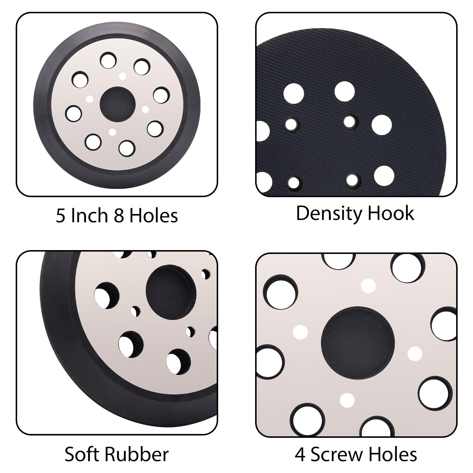 5 Inch 8 Hole Orbital Sander Replacement Pads, 2 Pack