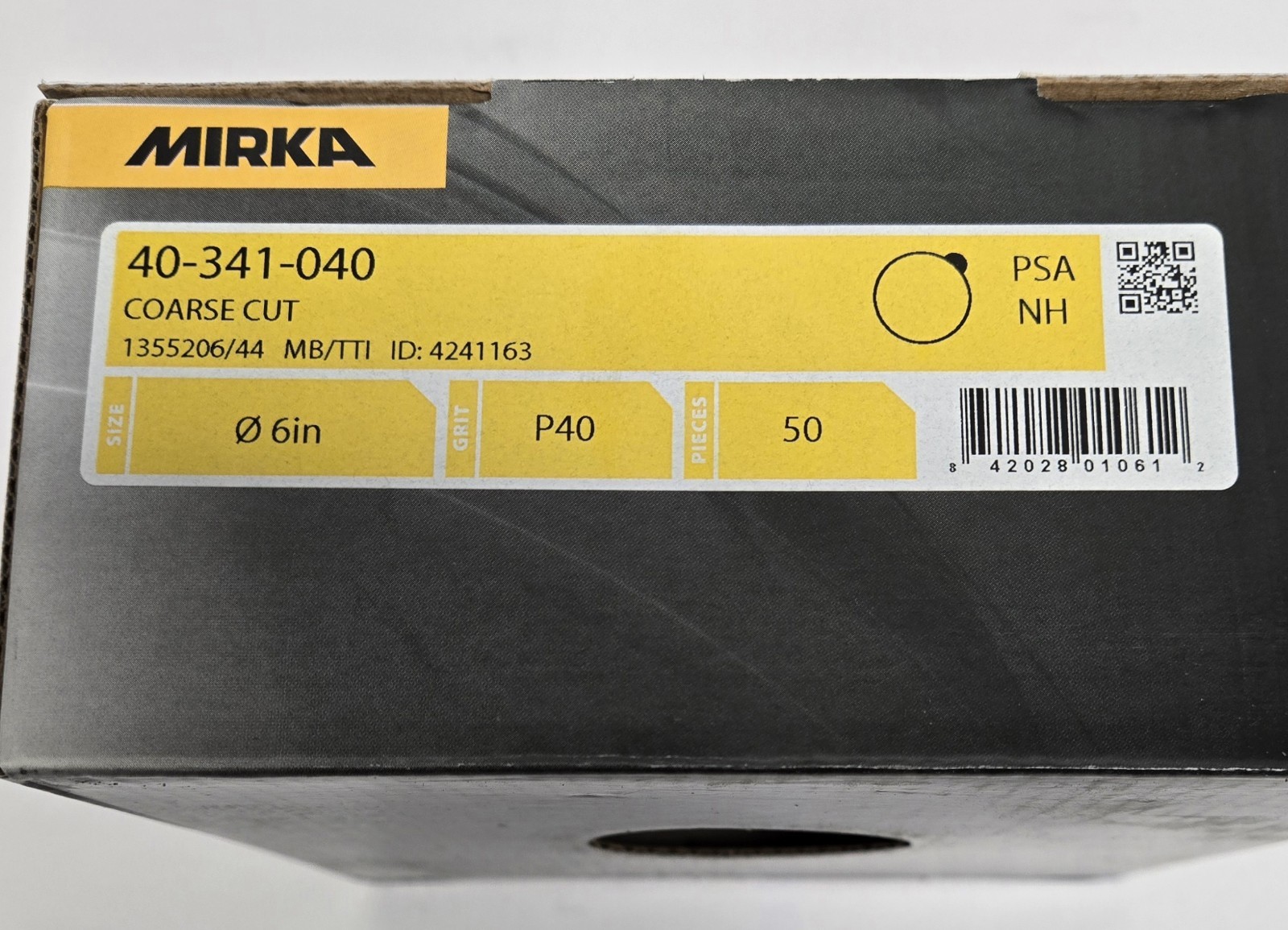 MIRKA SANDING DISCS 40-341-040. 6″ COURSE CUT, P40 GRIT. BOX OF 50.