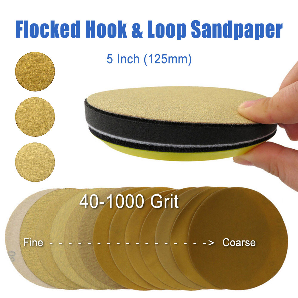 Bulk Lot 40-1000 Grit 5 In Round Sanding Discs Hook Loop Pads NO-Hole Sand Paper