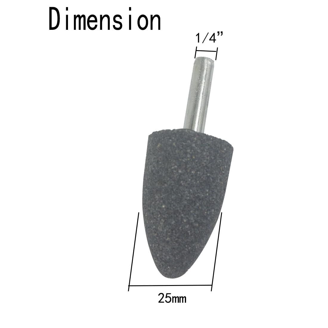 25mm Cone Shape Grinding Stone, Aluminum Oxide Bits for Rotary Tools Drill, 1/4