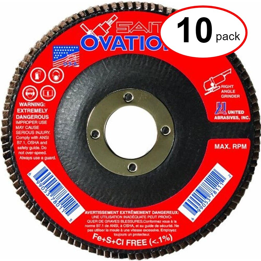 Sait 78138 6″ X 5/8-11 Ovation Flap Disc (60G) – (10Pack)