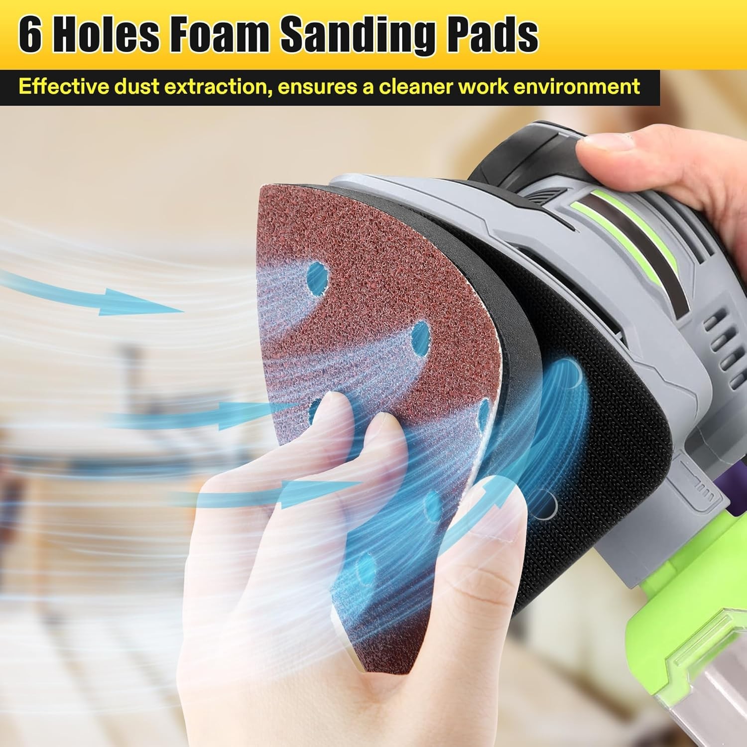 Foam Sanding Pads 6 Holes Mouse Detail Sanding Interface Pads for Sander