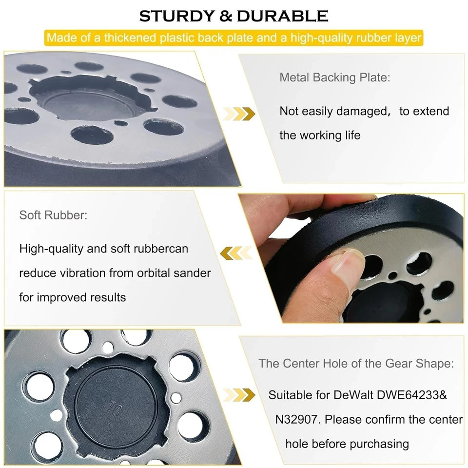 2x 5″ 8-Hole Sander Pads for DeWalt DWE6423/6423K DWE6421/6421K DWE64233 N329079