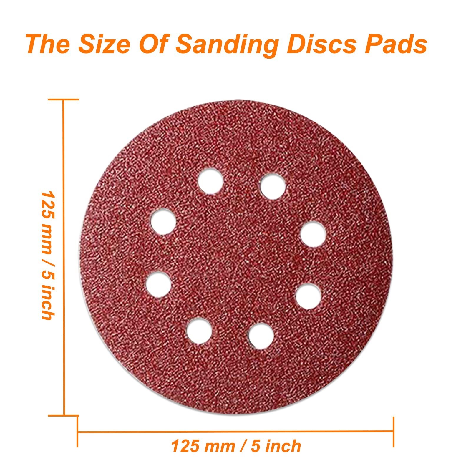 50Pcs 125mm 8 Holes Sanding Discs Pads Sanding Sheets, 5 Inch 60 Grits Hook a…