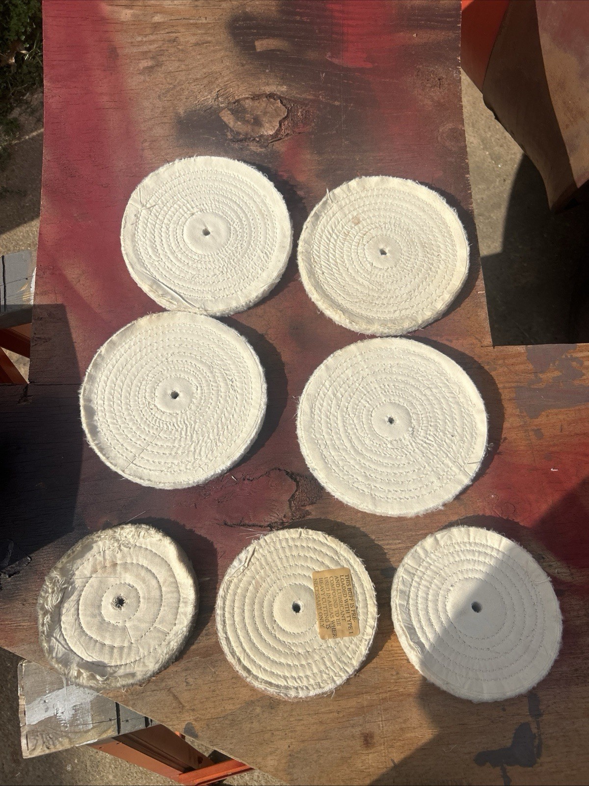 Cotton Buffing Wheels Set Of 6 4ct 8”x1/2” & 2ct 4”x1/2 Wheels