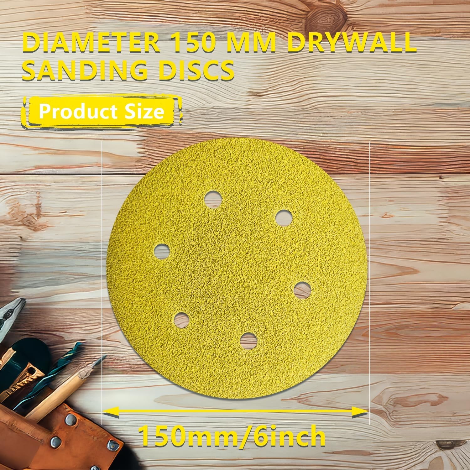 6 Inch Sanding Discs, 100-PCS, 6 Hole Hook and Loop Sandpaper Set, 60/80/120/…