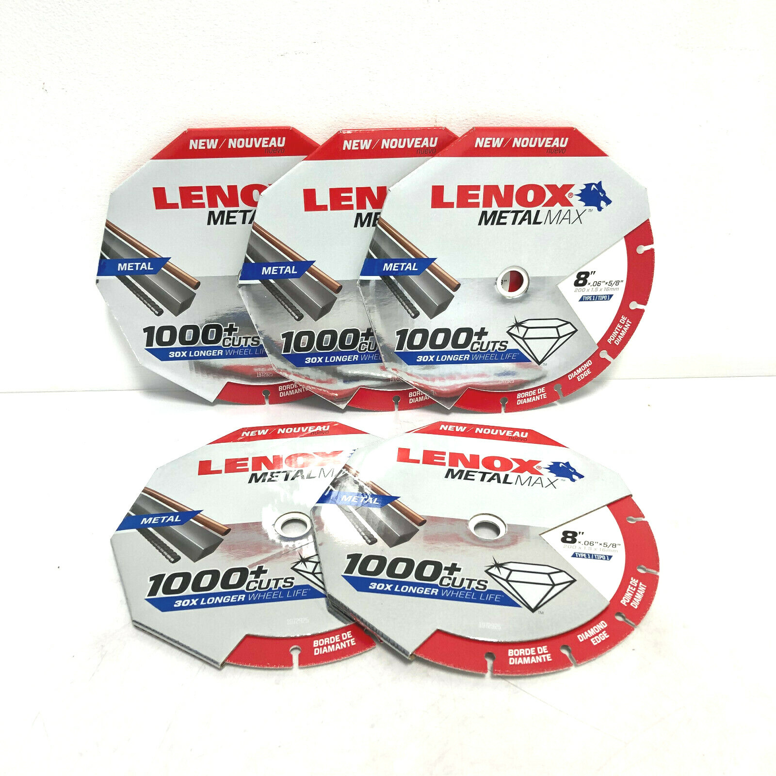 NEW 5-Pack LENOX MetalMax Cutting Wheel, Diamond Edge, 8-Inch 1972925 Lot of 5