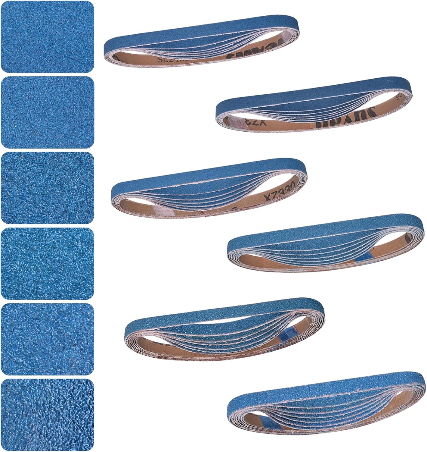 1/2X18 Inch Sanding Belts 42 Pcs 6 Grits Sizes (7 Each of 40/60/80/120/150/240 G
