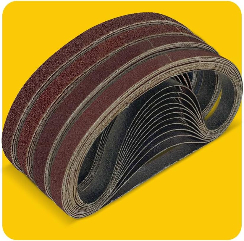 48 Pcs 3/8 X 13 Inch Assorted Aluminum Oxide Belt Sander Sanding Belt – 8 Each o