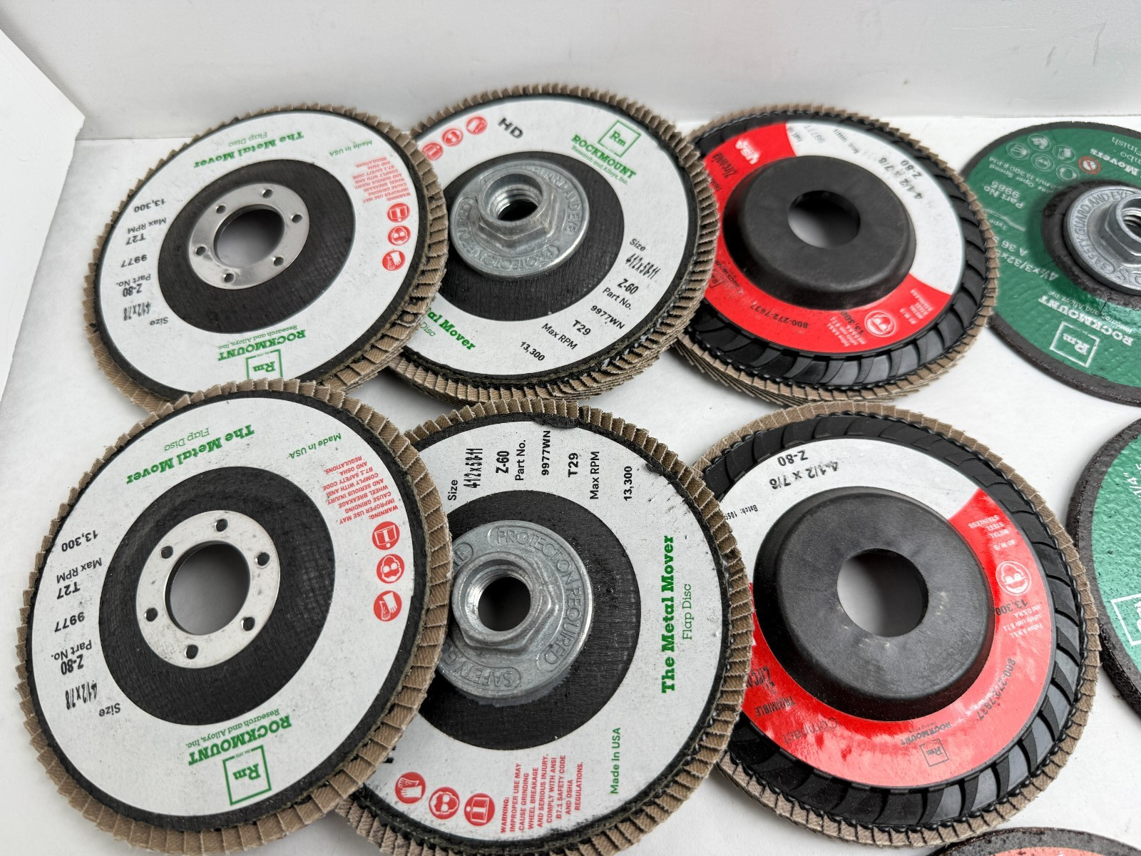 23 NEW Rockmount 9978WN 4-1/2” Zirconia Flap Discs T29 80 Grit 5/8-11