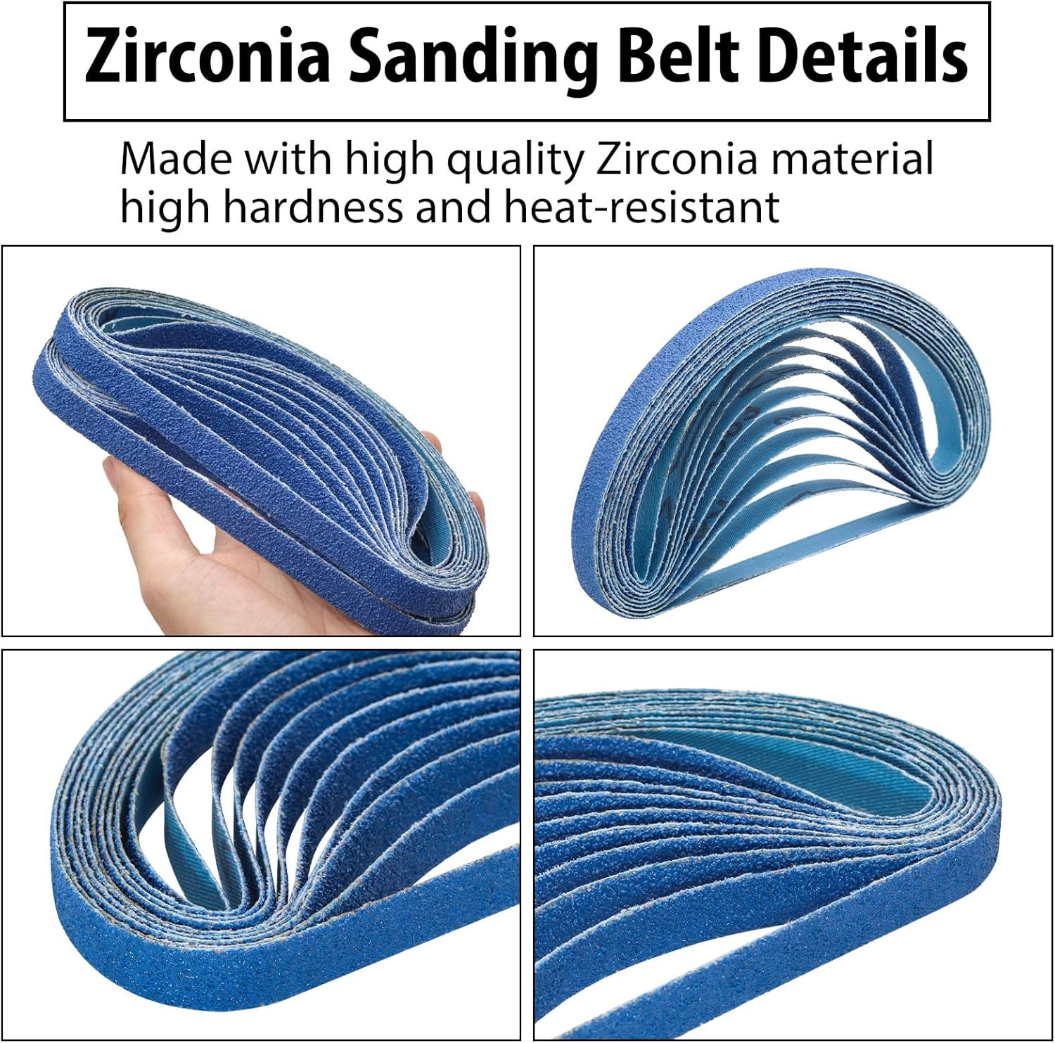 1/2 X 18 Zirconia Sanding Belts, 35 Pcs 7 Each of 40/60/80/100/120 Assorted Grit