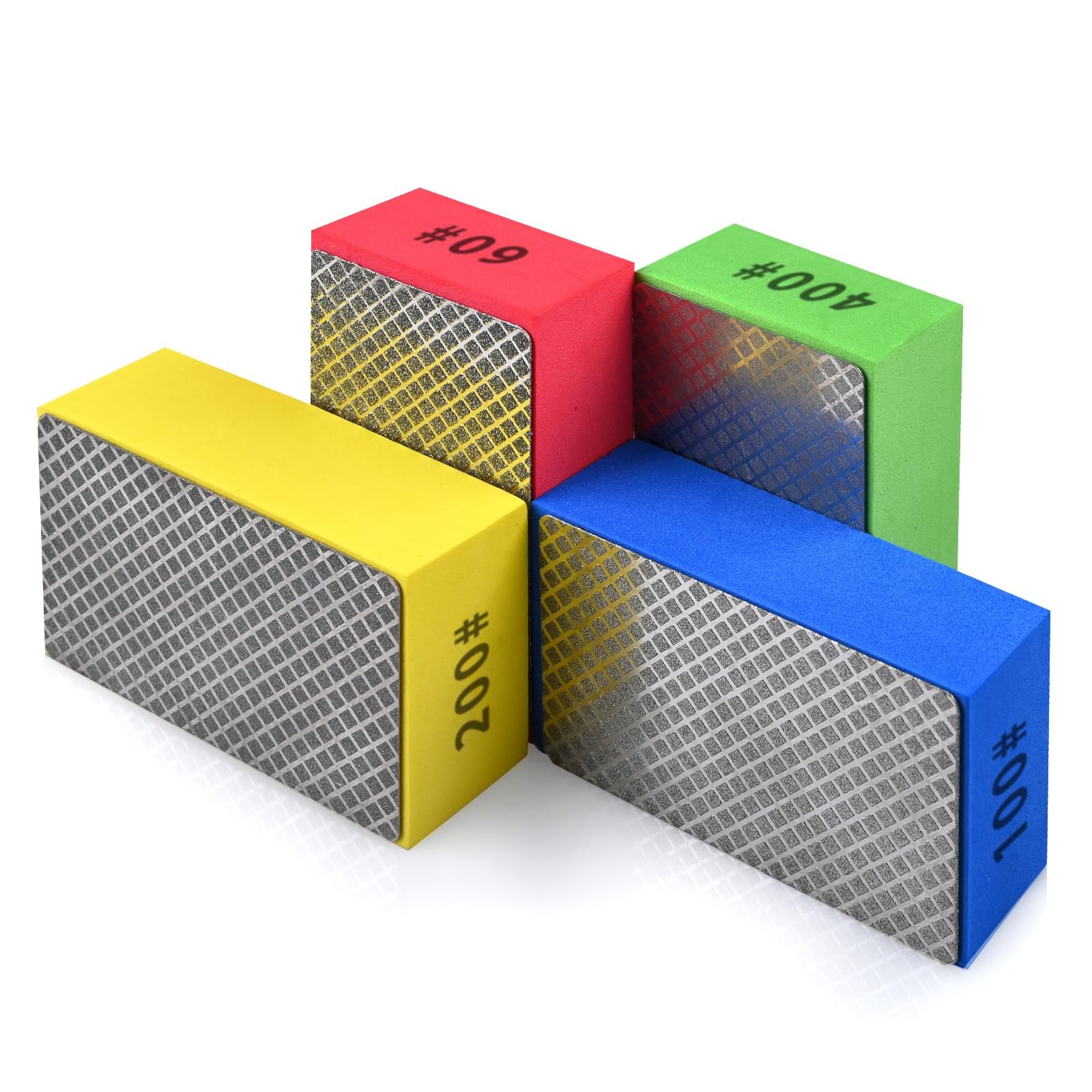 4pcs Diamond Hand Polishing Pads for Ceramic Tile Glass Grinding,Sanding Blocks