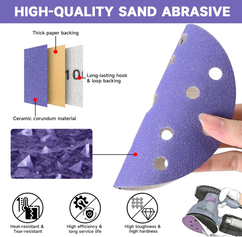 Ceramic Grain Sanding Discs Round/Square 40-800 Grit For Metal Wood Polishing