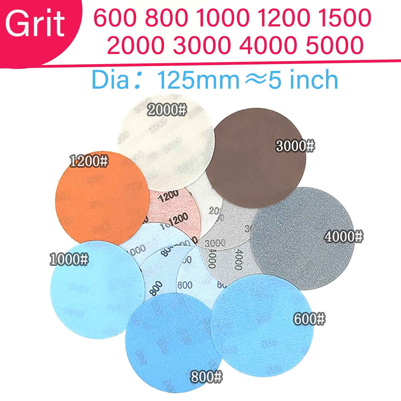 Sandpaper 600 To 5000 Mixed Grits Wood Metal Sanding Polishing Wet And Dry 125mm