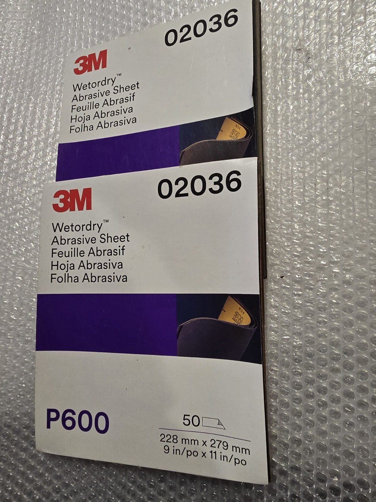Lot of 2 3M 02036 Wet or dry Abrasive Sheets P600 Sandpaper 9″ x 11″ Sanding Pap