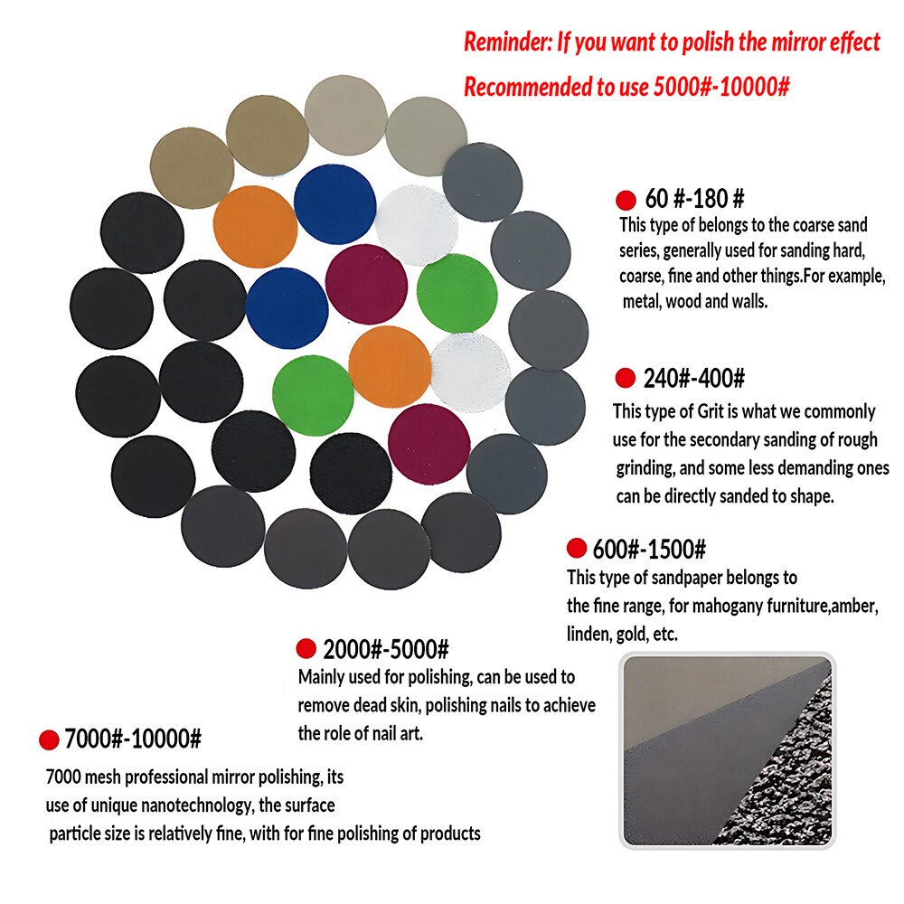 50mm 2 inch Wet and Dry Sanding Discs Sandpaper Pads 60 – 10000 Grit Hook & Loop