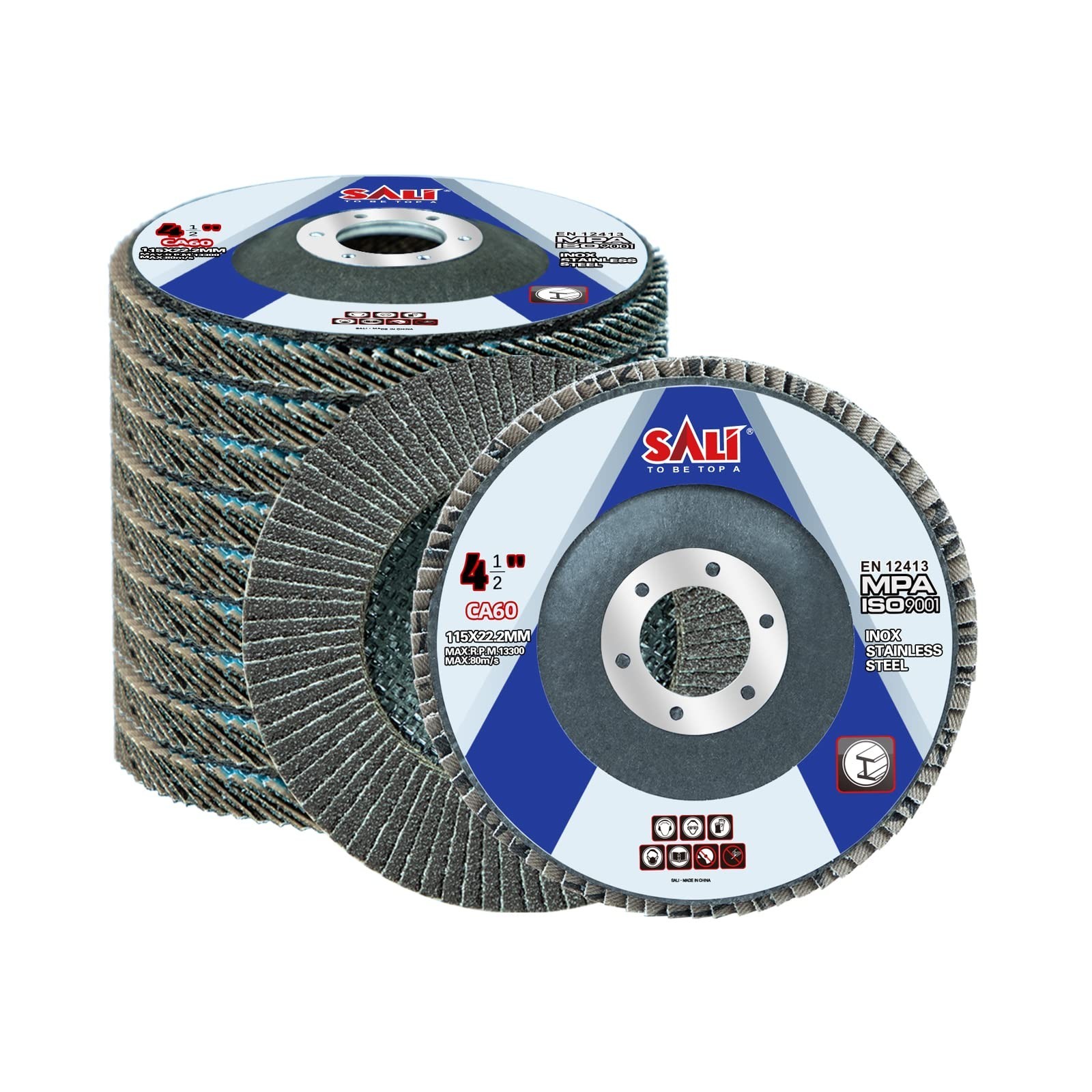10 Pack 4.5″ x 7/8″ Flap Discs 60 Grit – Premium Angle Grinder Sanding Wheels