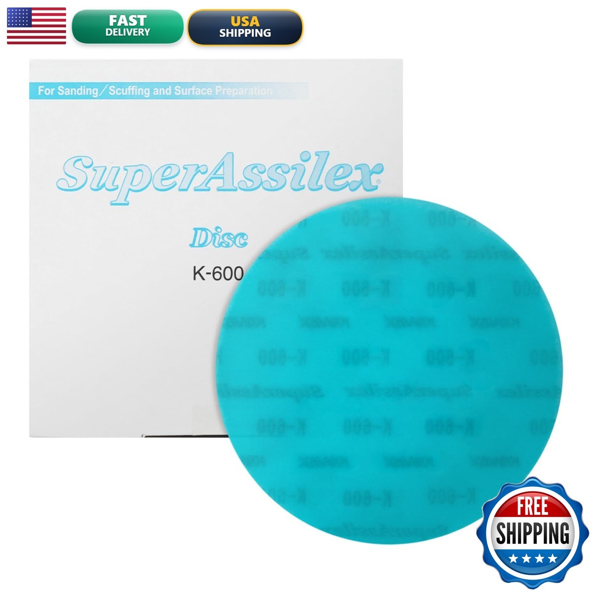 Eagle Abrasives Super Assilex Flexible 6 Inch Sanding Discs Sky K-600 No Holes
