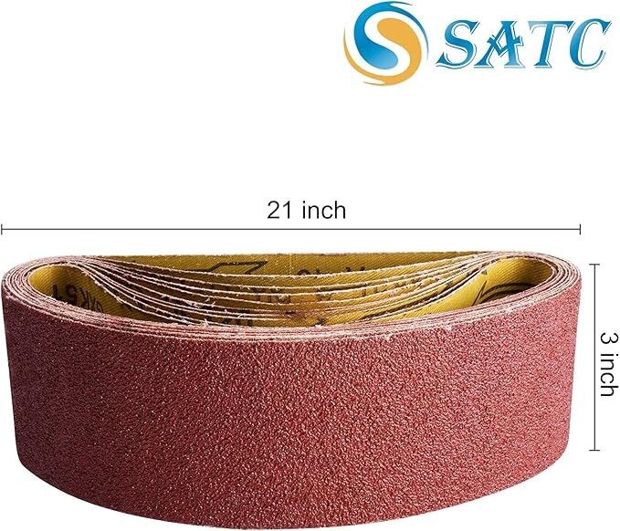 SATC 10PCS 3x21inch/75x533mm Sanding Belts A/O For Wood,Metal & Plastic 100 Grit