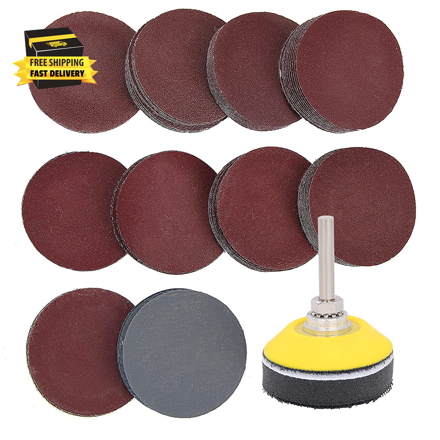 100 Pieces 2 Inch Sanding Discs, 80-3000 Grit Sandpaper with 1/4″ Shank Backing
