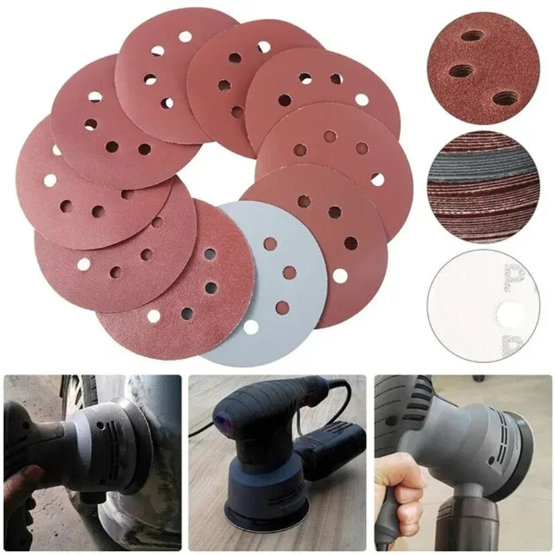 8 Hole 125mm Sandpaper Woodworking Metal Grinding Disc Abrasive Polishing Tools