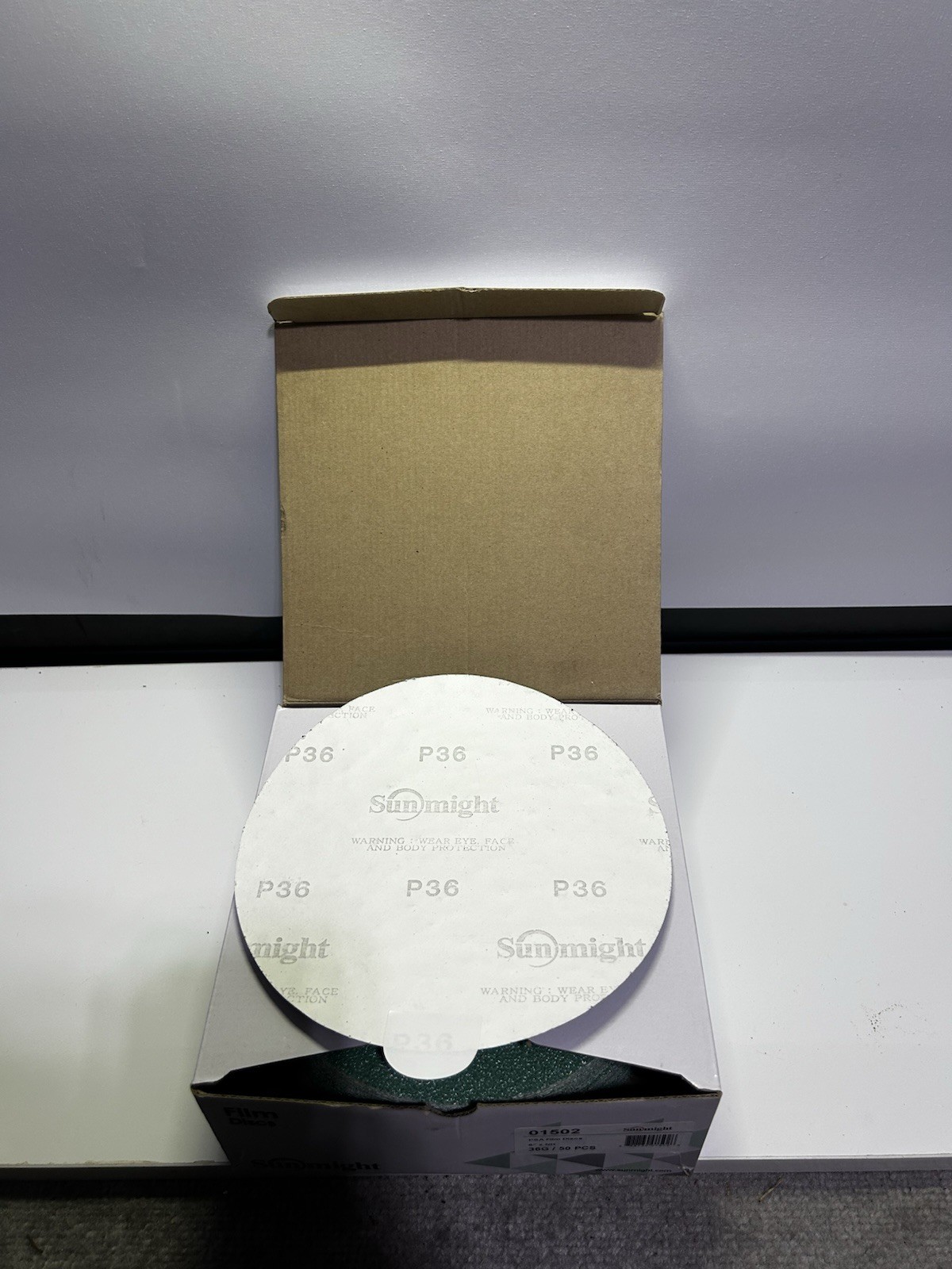 Sunmight Sanding Discs Set Green Film P36 8″ 50pcs Grinding Sanding