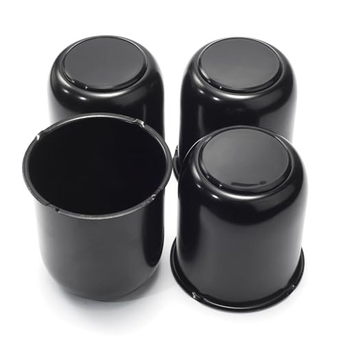 4Pcs 3-3/4 in Trailer Wheel Center Caps 3 3.74in Hub Hole, 4.41in Tall Black