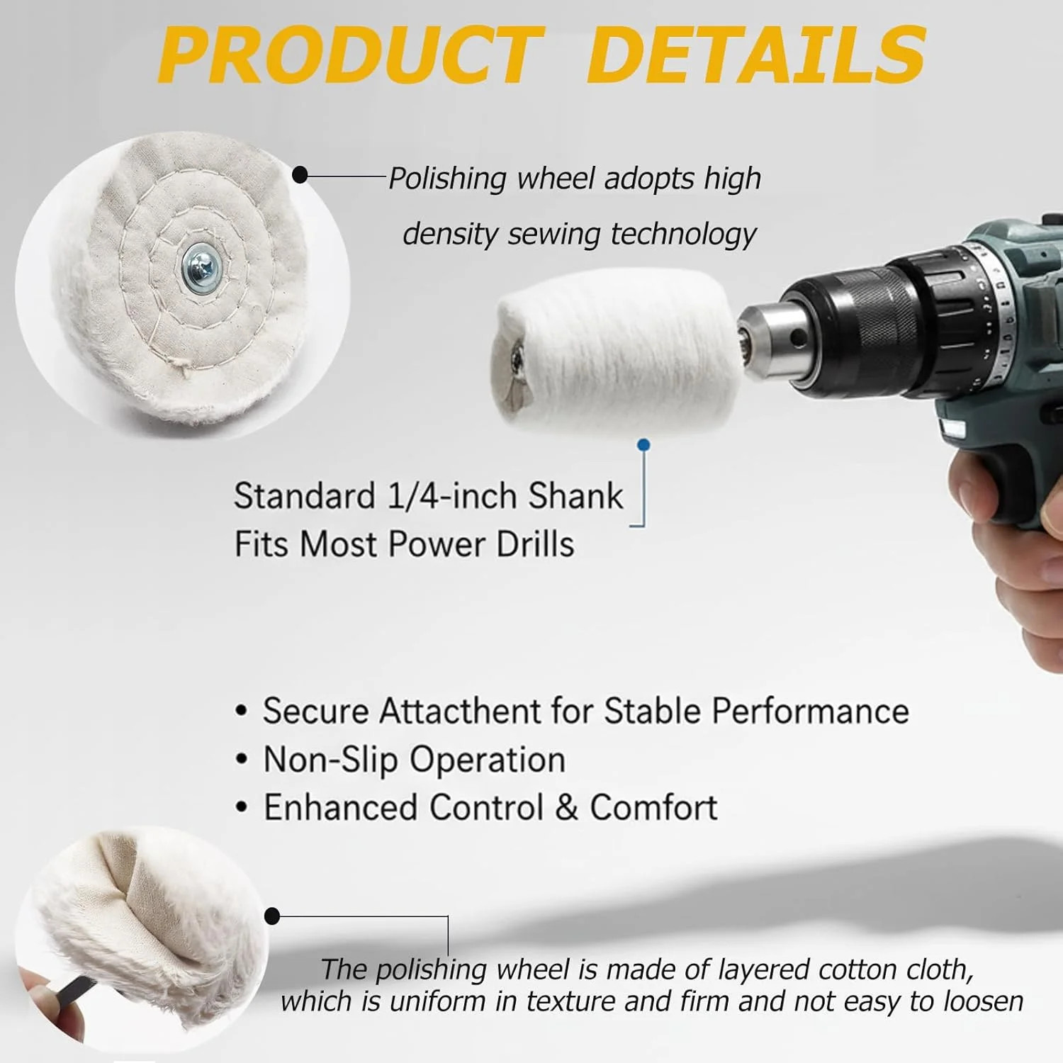 6PCS Buffing Wheel for Drill, Multi-Specification Aluminum Wheel Polishing Kit,B