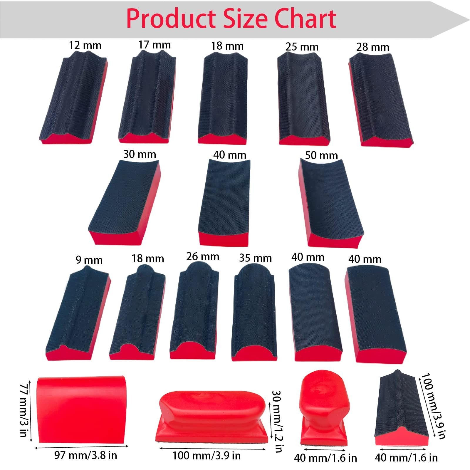 16piece Contoured Profile Hand Sanding Block Set With Hook And Loop Interchangea