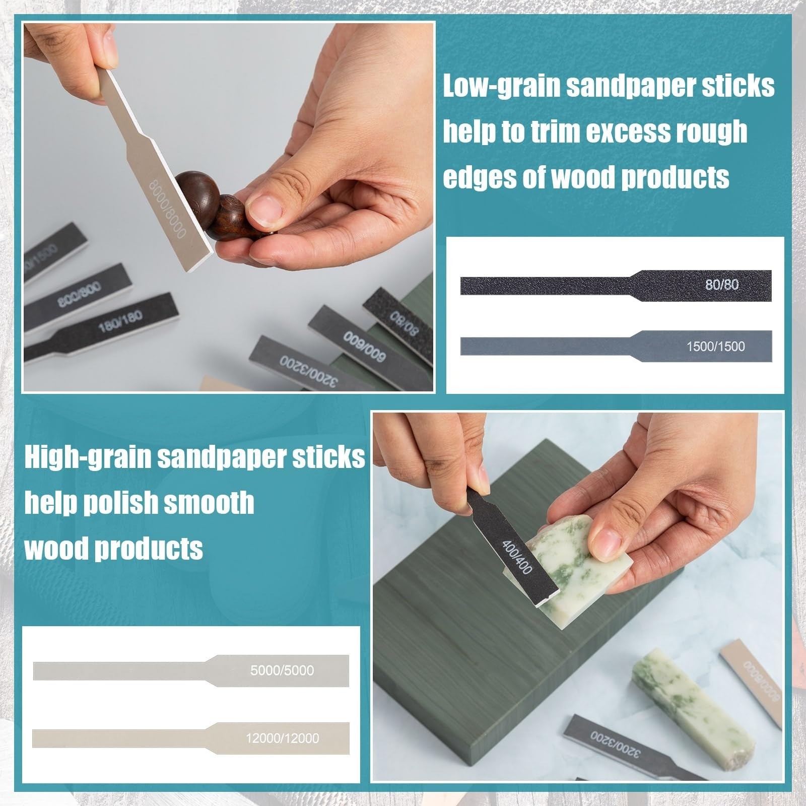 20 Pcs Sanding Sticks for Plastic Models, Wood, Metal – Assorted Grits