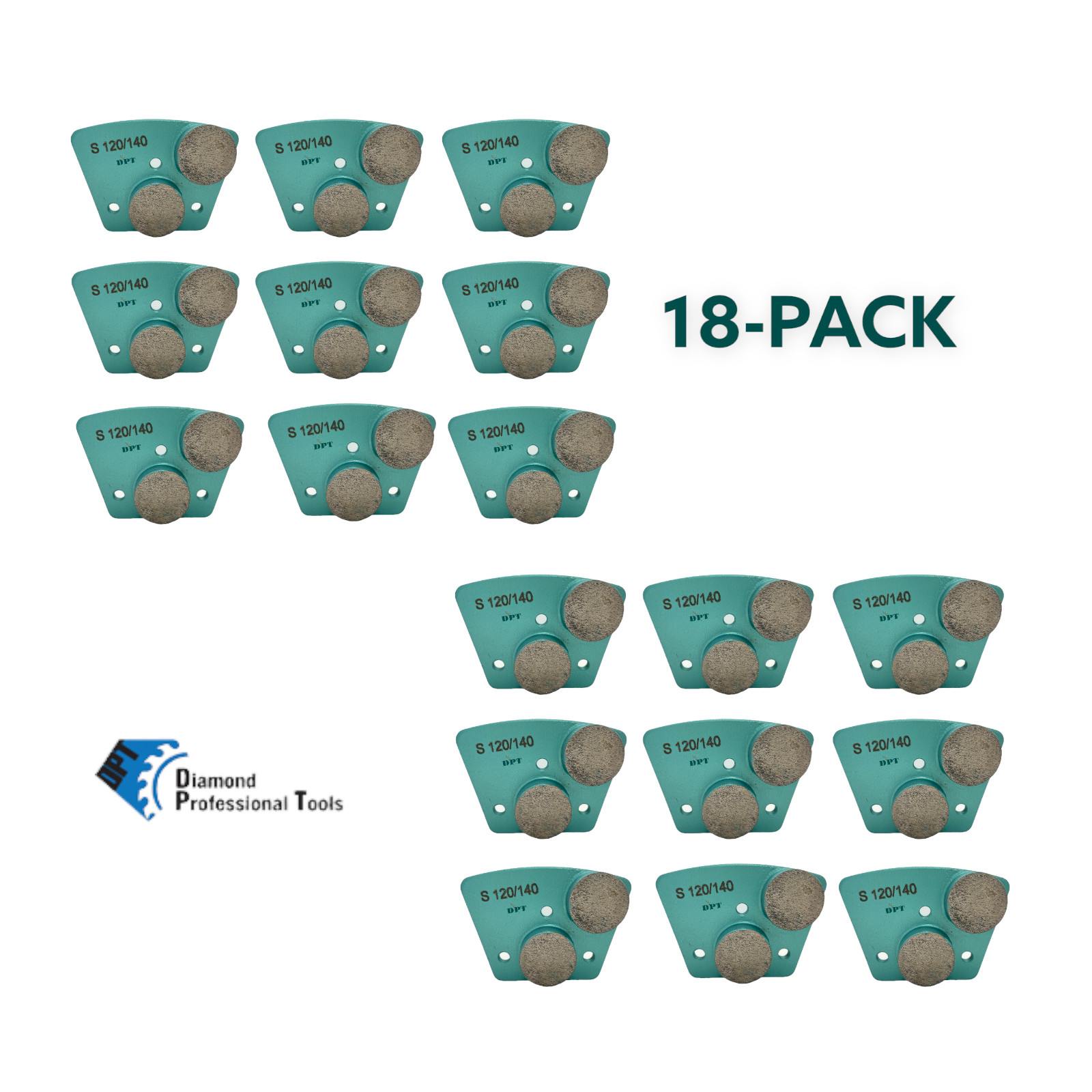 18 Pack Trapezoidal Grinding Discs on Concrete Floor Grinders Soft Bond 120 Grit