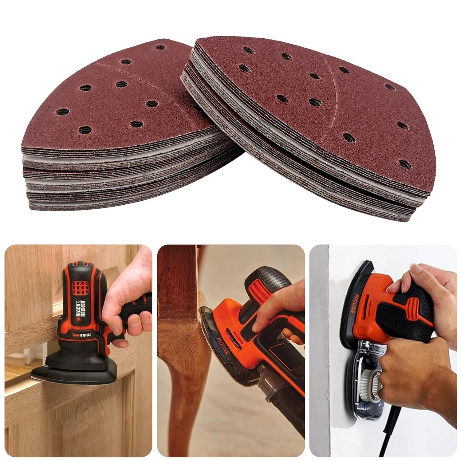 50 Pieces Mouse Detail Sandpaper 60 to 2000 Grit