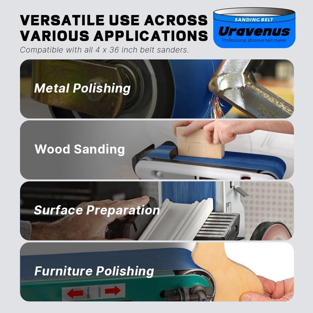 4 X 36 Inch Sanding Belts, 6 Pcs 80 Grit, Zirconia Sanding Belts for Metal Polis
