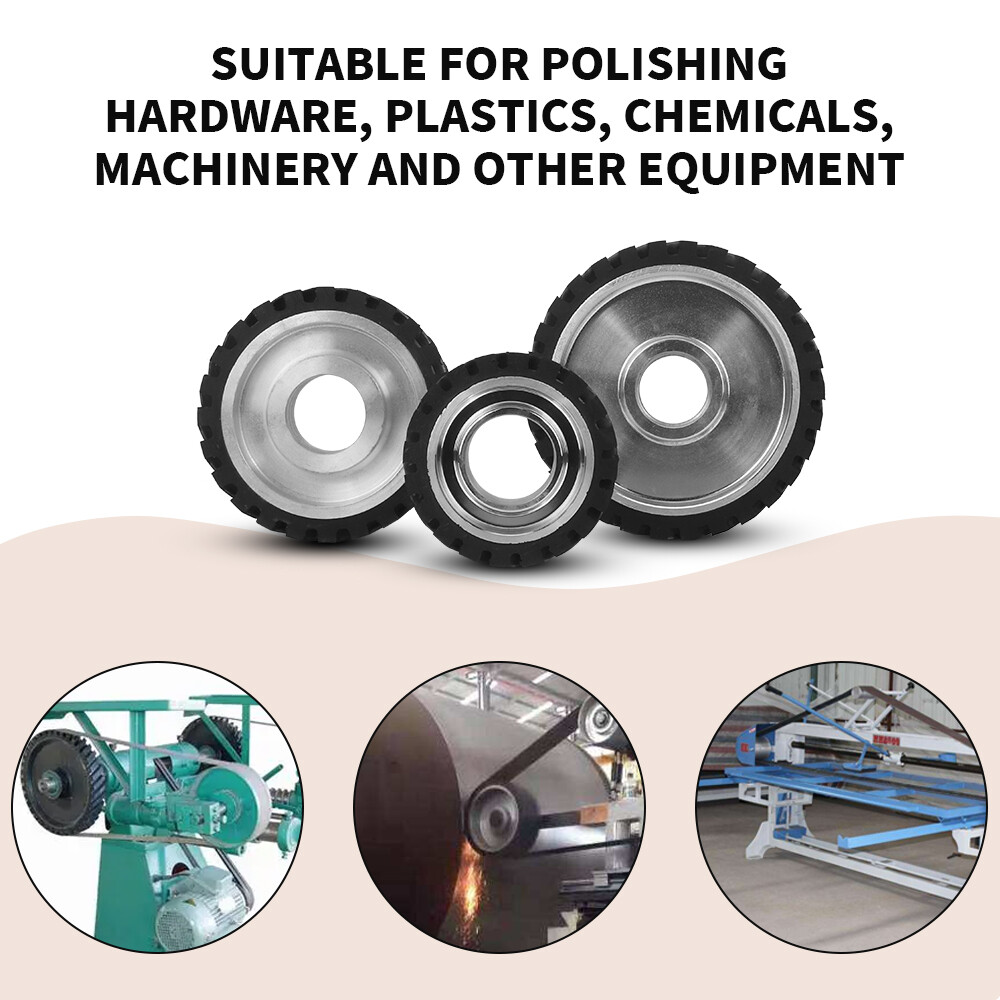 6″ 8″ 10″Rubber Serrated Sand belt Contact Wheel Grinding Polishing 6206 Bearing