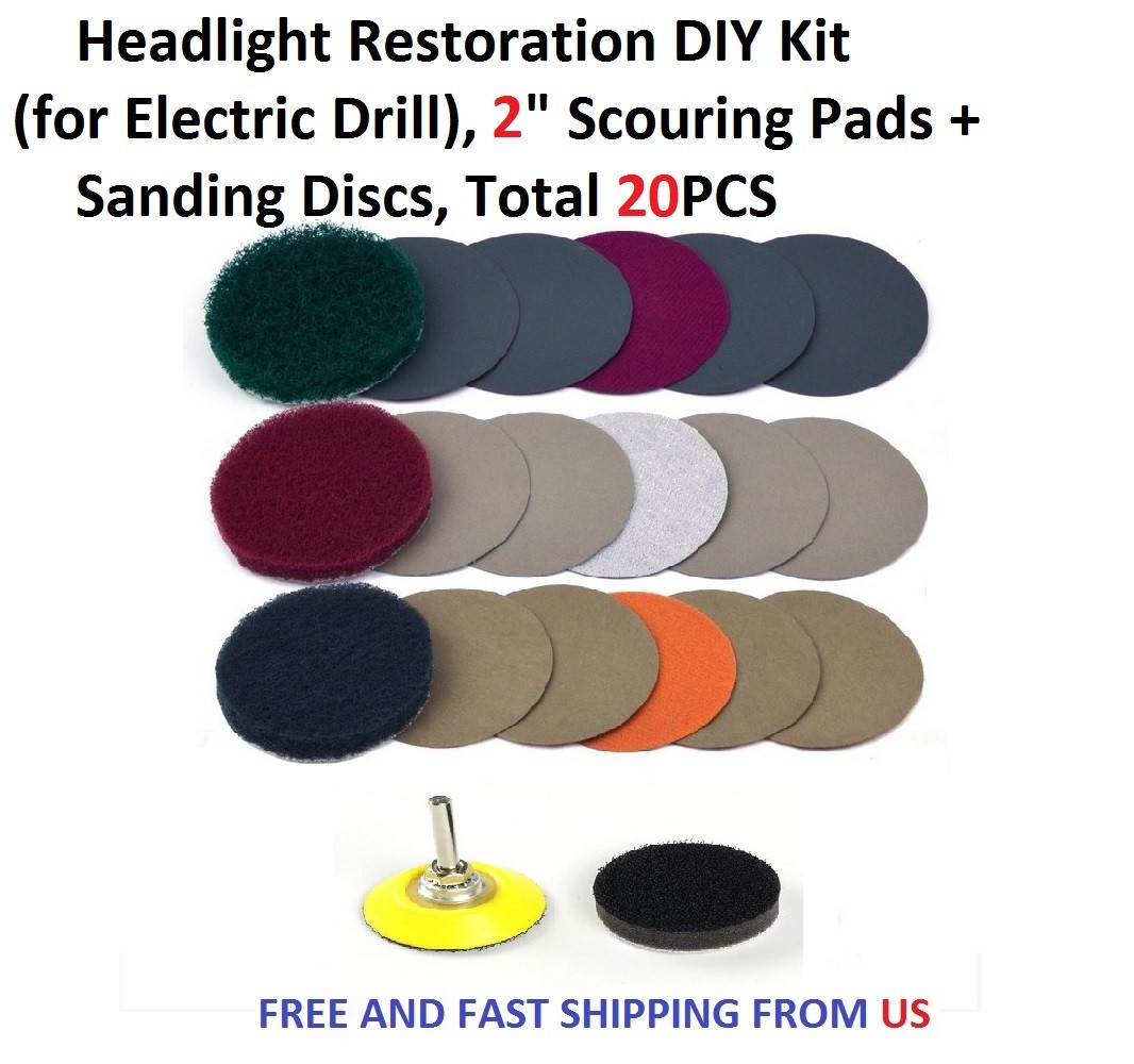 2 inch Headlight Restoration DIY Kit (for Electric Drill), Total 20PCS