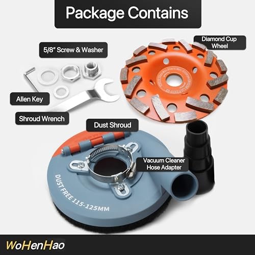 Dust Shroud for Angle Grinder 4.5-5 Dust Shroud + Diamond Grinding Cup Wheel