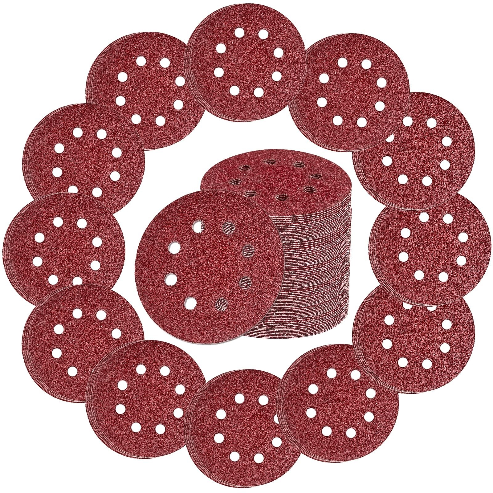 250 PCS 5″ Hook & Loop Sanding Discs Set – 40-600 Grit Sandpaper for Orbital San